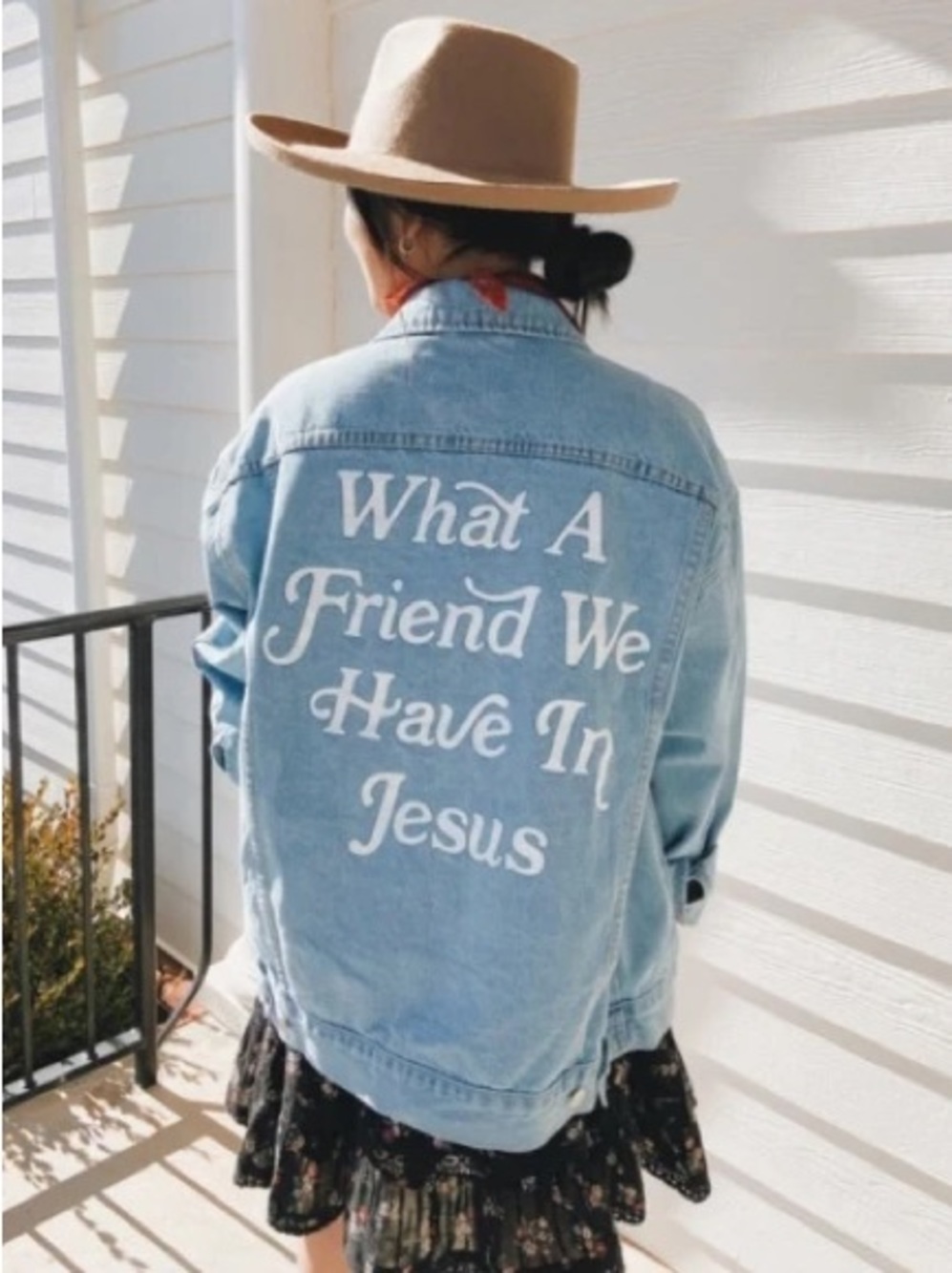 BRAND NEW WITH TAGS What a Friend in Jesus Oversized Denim Jacket